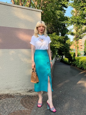 「アイテム（チョーカー、ブルー系）」を使った、PAMEO POSEさん（レディース・164cm）の夏コーディネート