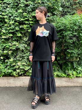 「TRAPEZE（トラピーズ）のアイテム」を使った、PAMEO POSEさん（レディース・164cm）の夏コーディネート