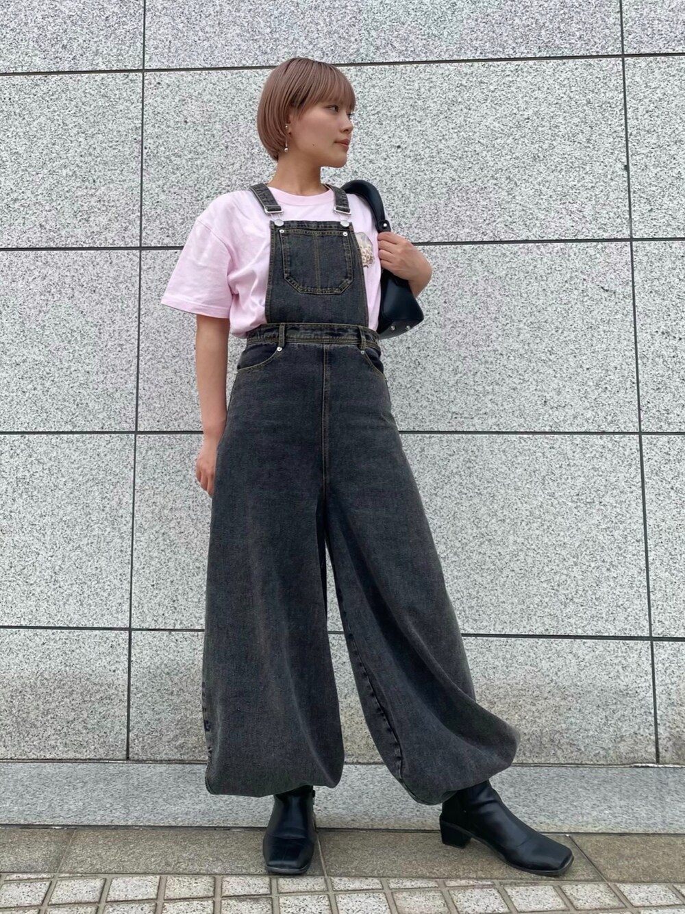 PAMEO POSE サスペンダーデニムパンツ