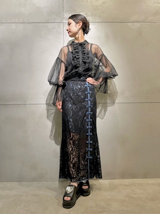 PAMEO POSE（パメオポーズ）の「Tulle Ruffle Gather Shirt