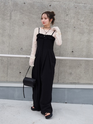 Eimee LAW リラックス サロペット ブラック タックリラックス