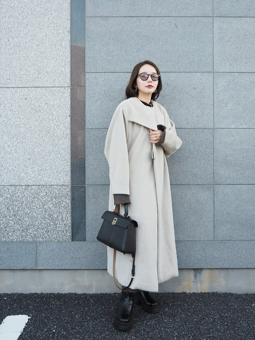 LAULEN（ローレン）の「sidebelt long coat（ノーカラーコート）」 - WEAR
