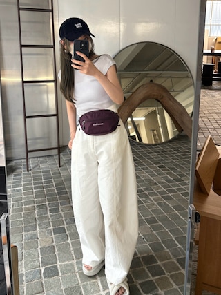 「LAULEN(ローレン)の2way scoop neck rib tops / 2way スクープネックリブトップス(Tシャツ/カットソー)」を使った、shino◡̈*❤︎さん(レディース・154cm)の夏コーディネート