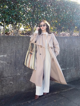 「LAULEN（ローレン）のアイテム（スラックス）」を使った、shino◡̈*❤︎さん（レディース・154cm）の冬コーディネート