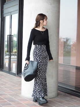 「LAULEN（ローレン）のアイテム（スカート）」を使った、shino◡̈*❤︎さん（レディース・154cm）の秋コーディネート