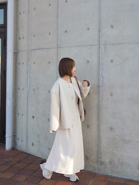「今日のコスメと服」｜「アイテム（ノーカラージャケット）」を使った、shino◡̈*❤︎さん（レディース・154cm）の秋コーディネート