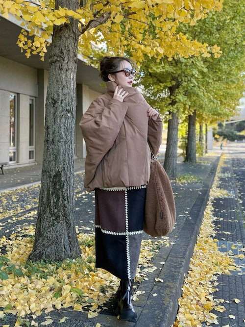 stand collar wrap down coat /スタンドカラーラップショートダウン