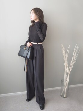 「LAULEN（ローレン）のアイテム（スラックス）」を使った、shino◡̈*❤︎さん（レディース・154cm）の冬コーディネート