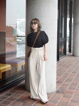 「LAULEN（ローレン）のアイテム（スラックス）」を使った、shino◡̈*❤︎さん（レディース・154cm）の夏コーディネート