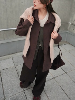 「LAULEN（ローレン）のback buckle suede touch shirt/バックバックルスエードタッチシャツ（シャツ/ブラウス）」を使った、shino◡̈*❤︎さん（レディース・154cm）の秋コーディネート