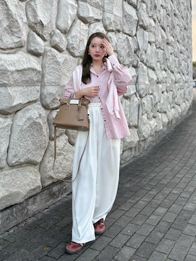 「アイテム（スウェットパンツ）」を使った、shino◡̈*❤︎さん（レディース・154cm）の春コーディネート