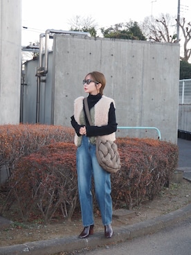 「EVOL（イーボル）のアイテム（ブーツ）」を使った、shino◡̈*❤︎さん（レディース・154cm）の冬コーディネート