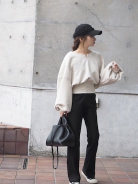 「LAULEN（ローレン）のアイテム（スウェット）」を使った、shino◡̈*❤︎さん（レディース・154cm）の春コーディネート