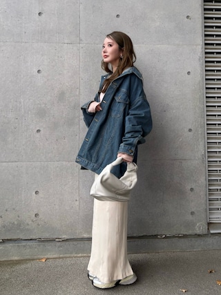 「SUGAR BISKET（シュガービスケット）のビックシルエットデニムジャケット（デニムジャケット）」を使った、shino◡̈*❤︎さん（レディース・154cm）の冬コーディネート