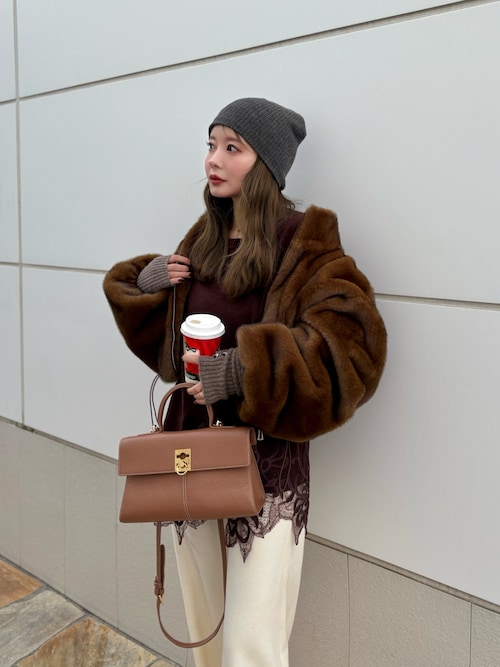 fur zip up short blouson /スタンドカラーファージップアップショート