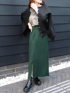 「LAULEN（ローレン）のアイテム（スカート）」を使った、shino◡̈*❤︎さん（レディース・154cm）の秋コーディネート