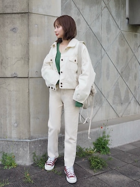 「CONVERSE（コンバース）のCONVERSE コンバース オール スター オックス / ALL STAR OX (MRN) 32163522（スニーカー）」を使った、shino◡̈*❤︎さん（レディース・154cm）の春コーディネート