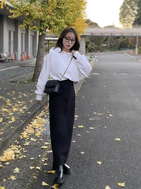 「LAULEN（ローレン）のアイテム（スカート）」を使った、shino◡̈*❤︎さん（レディース・154cm）の秋コーディネート