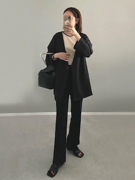 「LAULEN（ローレン）のアイテム（スラックス）」を使った、shino◡̈*❤︎さん（レディース・154cm）の秋コーディネート