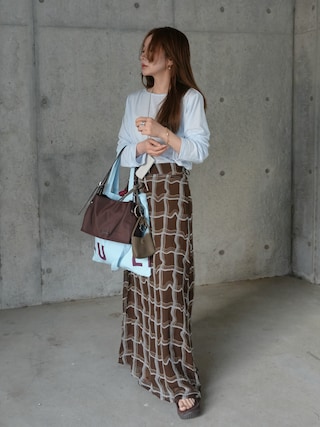 「LAULEN(ローレン)のback drape sheer tops /バック ドレープ シアー トップス(Tシャツ/カットソー)」を使った、shino◡̈*❤︎さん(レディース・154cm)の春コーディネート