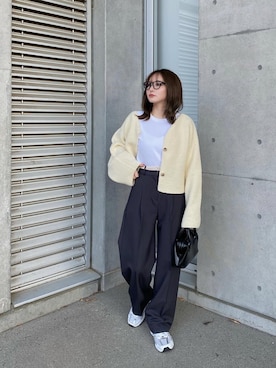 「LAULEN（ローレン）のアイテム（スラックス）」を使った、shino◡̈*❤︎さん（レディース・154cm）の春コーディネート