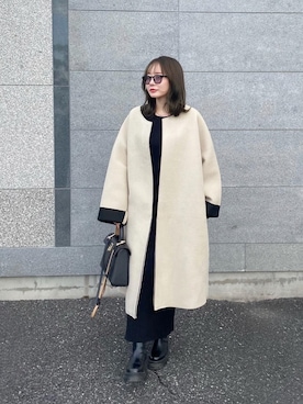 「アイテム（ノーカラーコート）」を使った、shino◡̈*❤︎さん（レディース・154cm）の秋コーディネート
