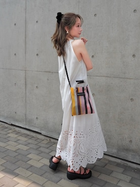 「アイテム（チューブトップ）」を使った、shino◡̈*❤︎さん（レディース・154cm）の夏コーディネート
