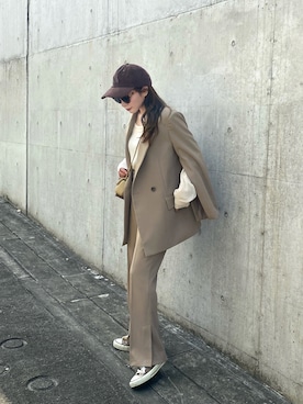 「LAULEN（ローレン）のアイテム（スラックス）」を使った、shino◡̈*❤︎さん（レディース・154cm）の秋コーディネート