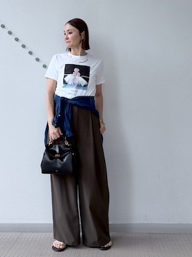 「DRESSTERIOR（ドレステリア）の【別注】マリリンモンロー/カラープリントTシャツ（Tシャツ/カットソー、ホワイト系）」を使った、ほしららさん（レディース・167cm）の夏コーディネート