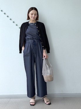 「DRESSTERIOR（ドレステリア）の【ウォッシャブル】フレンチスリーブ コンビネゾン（サロペット/オーバーオール、ブルー系）」を使った、ほしららさん（レディース・167cm）の春コーディネート