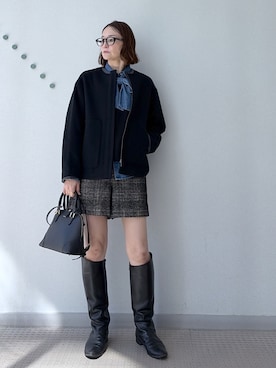 「DRESSTERIOR（ドレステリア）の【取り外し可能】2WAY ボウタイデニムシャツ（シャツ/ブラウス、ブルー系）」を使った、ほしららさん（レディース・167cm）の秋コーディネート
