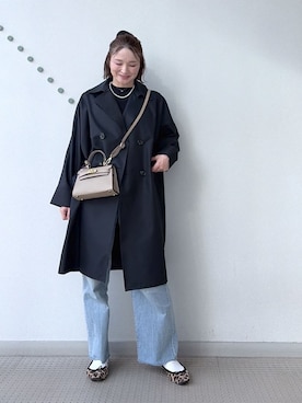 「DRESSTERIOR（ドレステリア）のストレッチフルニードルニット（ニット/セーター、ブルー系）」を使った、ほしららさん（レディース・167cm）の冬コーディネート