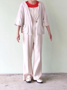 「サマーニット」｜「アイテム（その他アウター）」を使った、mameco.さん（レディース・152cm）の夏コーディネート