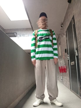 「NIKE（ナイキ）のアイテム（Tシャツ/カットソー、グリーン系）」を使った、jumpei20さん（メンズ・183cm）の春コーディネート
