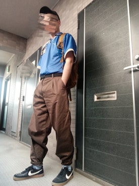 「NIKE（ナイキ）のアイテム（Tシャツ/カットソー、ブルー系）」を使った、jumpei20さん（メンズ・183cm）の春コーディネート