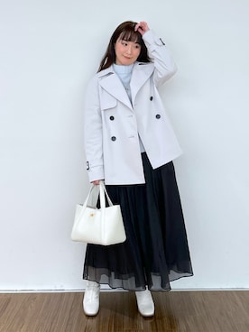 「アイテム（トレンチコート、グレー系）」を使った、yonegallestjpさん（レディース・151cm）の冬コーディネート
