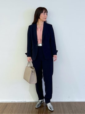 「アイテム（トレンチコート、ブルー系）」を使った、yonegallestjpさん（レディース・151cm）の冬コーディネート