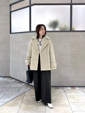「アイテム（ピーコート、ベージュ系）」を使った、yonegallestjpさん（レディース・151cm）の冬コーディネート