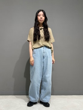 「かぐれ（カグレ）のordinary fits　BELL PANTS（デニムパンツ、ブルー系）」を使った、うらさん（レディース・161cm）の夏コーディネート