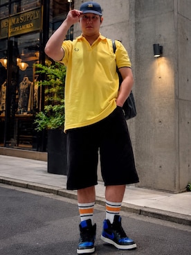 「GU（ジーユー）のアイテム（キャップ、ブルー系）」を使った、ようさん（メンズ・177cm）の秋コーディネート