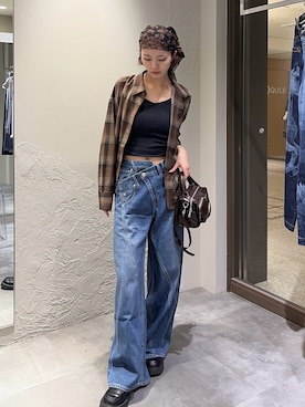 「SLY（スライ）のアイテム（バッグ）」を使った、miyuさん（レディース・164cm）の夏コーディネート