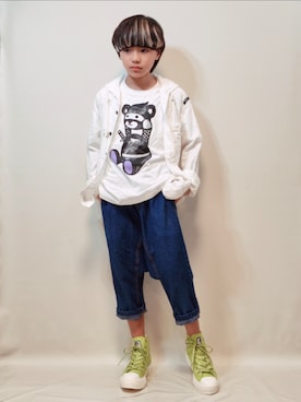 「CONVERSE ALL STAR（コンバースオールスター）のアイテム」を使った、唯智さん（キッズ・145cm）の秋コーディネート