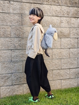 「NEW BALANCE（ニューバランス）の1000D（スニーカー、グリーン系）」を使った、唯智さん（キッズ・145cm）の秋コーディネート