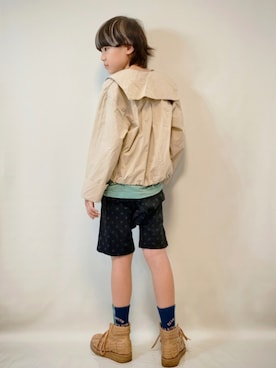 「ドットショートパンツ カムチャットクローゼットのアイテム（パンツ、ブラック系）」を使った、唯智さん（キッズ・145cm）の秋コーディネート