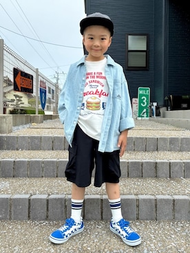 「MPS（エムピーエス）のアイテム（パンツ）」を使った、leo1484さん（キッズ・120cm）の春コーディネート