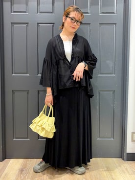 「Right-on（ライトオン）のHONEYSUCKLE ROSE(ハニーサックルローズ)シアーペプラムブラウス（シャツ/ブラウス、ブラック系）」を使った、leo1484さん（キッズ）の夏コーディネート