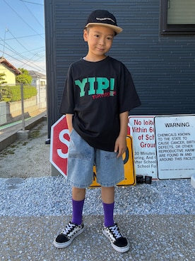 「Right-on（ライトオン）のアイテム（帽子）」を使った、leo1484さん（キッズ・125cm）の夏コーディネート