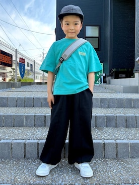 「Right-on（ライトオン）のアイテム（帽子）」を使った、leo1484さん（キッズ・120cm）の夏コーディネート