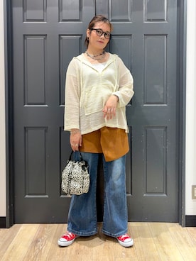 「HONEYSUCKLE ROSE（ハニーサックルローズ）のメッシュフードプルオーバー（Tシャツ/カットソー、ホワイト系）」を使った、leo1484さん（キッズ）の夏コーディネート