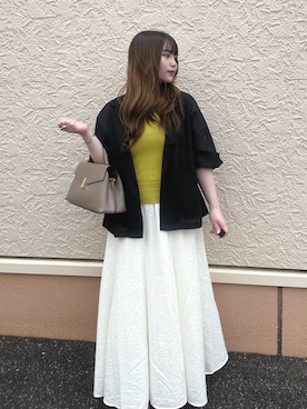「ITEMS URBANRESEARCH（アイテムズ アーバンリサーチ）の『洗濯可』2WAYニットタンクトップ（ニット/セーター、グリーン系）」を使った、lan★さん（レディース・154cm）の夏コーディネート